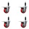 Service Caster 3.5'' Red Poly Swivel 1'' Expanding Stem Caster Set Total Lock Brake, 4PK SCC-EXTTL20S3514-PPUB-RED-1-4 - alternate 1